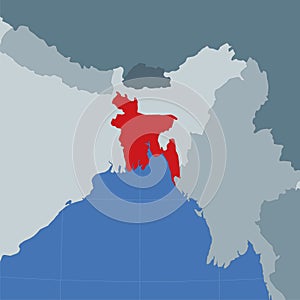 Shape of the Bangladesh in context of neighbour.