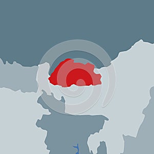 Shape of the Bhutan in context of neighbour.