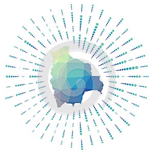 Shape of Bolivia, polygonal sunburst.