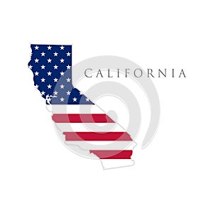 Shape of California state map with American flag. vector illustration. can use for united states of America indepenence day,