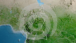 Shape of Cameroun. Outlined. Satellite.