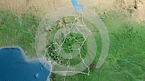 Shape of Cameroun with regional borders. Satellite.
