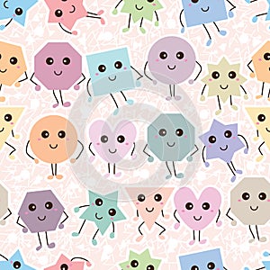 Shape cartoon simply white seamless pattern