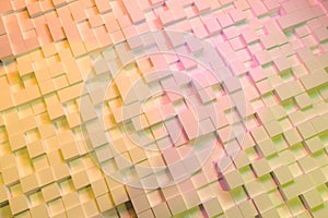 Colorful 3D rendering. Decorative, illustrations shape composition, geometric structure block or cube, for design texture