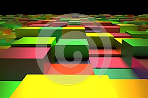 Shape composition, geometric structure, block or cube for design texture, background. Colorful 3D rendering