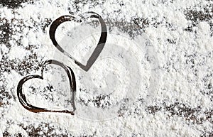 The shape of heart of flour background