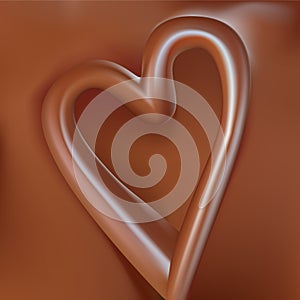 Shape heart in liquid chocolate