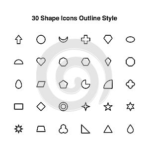 Shape Icons Set Outline Style