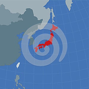 Shape of the Japan in context of neighbour.