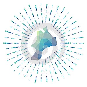 Shape of Mayreau, polygonal sunburst.