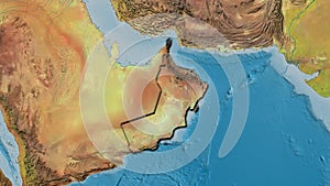 Shape of Oman. Bevelled. Topographic.