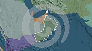 Shape of Oman. Glowed. Administrative.