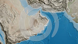 Shape of Oman. Outlined. Satellite.