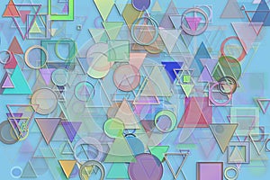Shape pattern artistic abstract background. Triangle, oval, floor & color.
