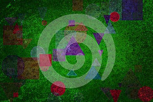 . Shape, pattern, rough, random, messy & texture.