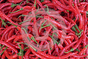 Shape, pattern and texture of large red chilies