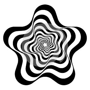 Shape with rotation, tiwrl effect Geometric abstract spiralling design element