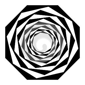 Shape with rotation, tiwrl effect Geometric abstract spiralling design element