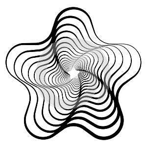 Shape with rotation, tiwrl effect Geometric abstract spiralling design element