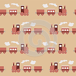 Shape Seamless pattern with cute pink steam locomotives for kids, cute prints with train
