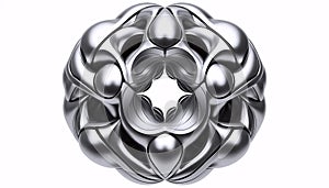 A shape-shifting dodecahedron, AI generated image