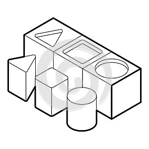 Shape sorter toy icon, outline style