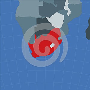 Shape of the South Africa in context of neighbour.