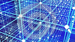 The shape structure of nanotechnology on blue background,molecule of the future