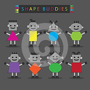 Shaped body buddies on dark gray background