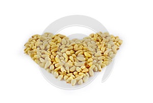 Shaped heart of pine nuts