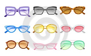 Shaped Sunglasses or Shades as Protective Eyewear Vector Set