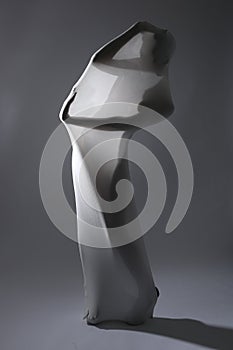 Shapely Woman in Creative Light and Spandex Fabric photo