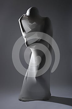 Shapely Woman in Creative Light and Spandex Fabric photo