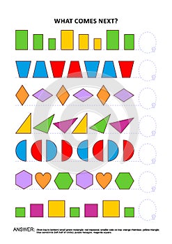 Shapes and colors educational logic game - sequential pattern recognition