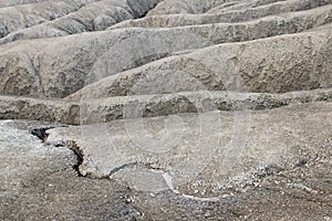 Shapes in ground formed by the mud flows at Muddy Volcanoes of Paclele Mari, near Buzau.