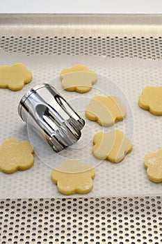 Shaping shortbread cookies with a biscuit cutter