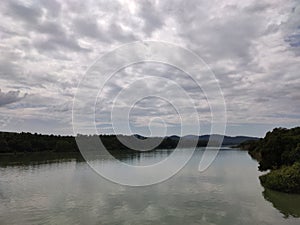 Sharavati river on a cloudy day