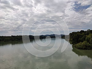 Sharavati river and cloudy sky in day time