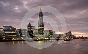 The Shard,London Skyline at sunset.