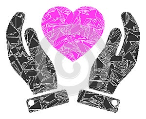 Shards Mosaic Valentine Heart Care Hands Icon
