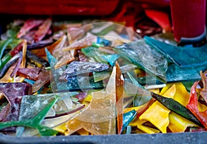 Shards of stained glass pieces photo