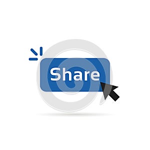 Share blue button with cursor arrow