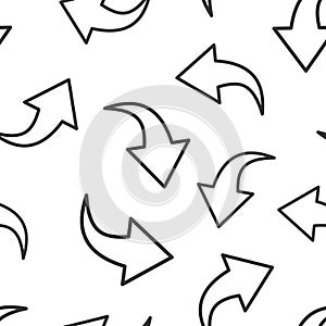 Share button icon in flat style. Arrow sign vector illustration on white isolated background. Send file seamless pattern business