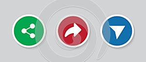 Share Button Icon Set Collection in Flat Style
