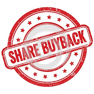 SHARE BUYBACK text on red grungy round rubber stamp