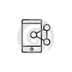 Share connect mobile phone outline icon