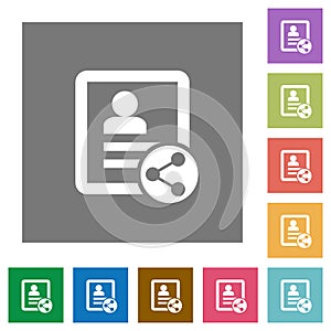 Share contact square flat icons