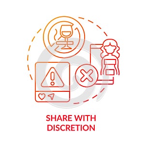 Share with discretion red gradient concept icon