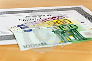 Share with Euro banknotes