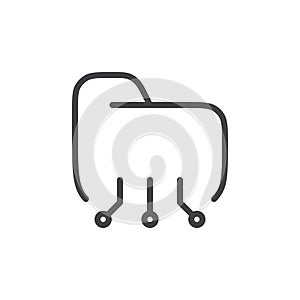 Share folder icon Thin outline art symbol